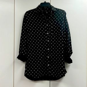 R13 size XS black skull 100% silk blouse